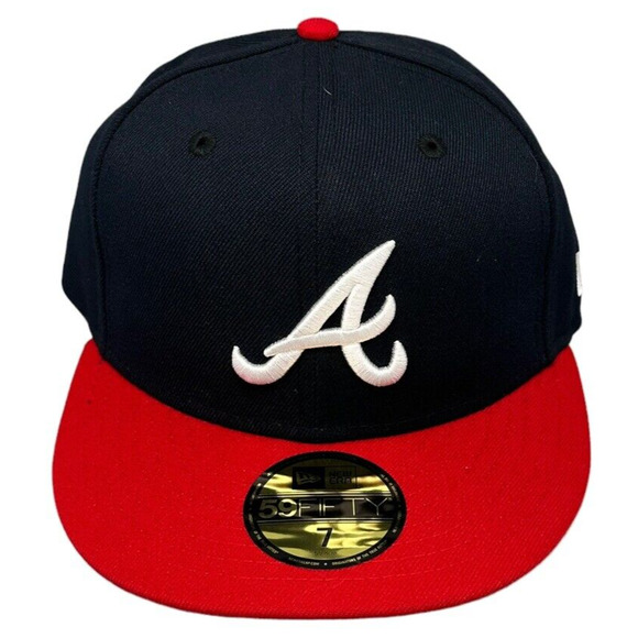 New Era Other - New Era 59Fifty Fitted Atlanta‎ Braves Navy Blue-Red Men's Hat 7